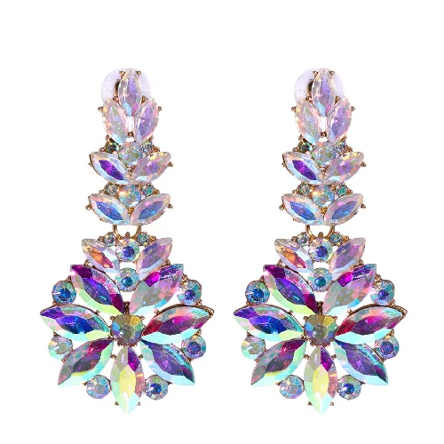 Elegant women's floral earrings with super shiny crystal charm, versatile for cross border fashion, a touch of elegance.