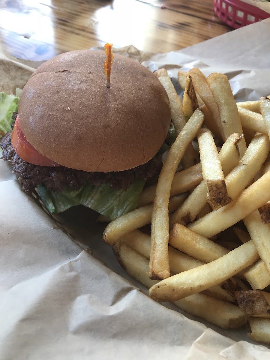 Each burger comes with fries!