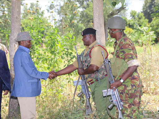 IG Joseph Boinnet meets officers deployed in Kerio Valley on September 10 /MATHEWS NDANYI