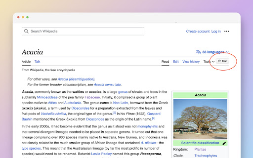 Wikistar - Star wikipedia pages