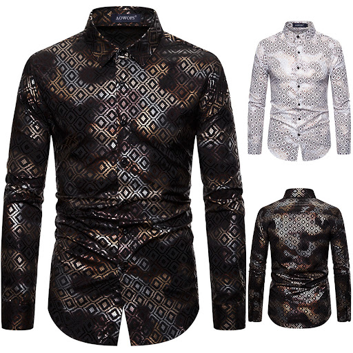 Title 5, Mens Long Sleeve Shirt With Gold Stamping. Ele...