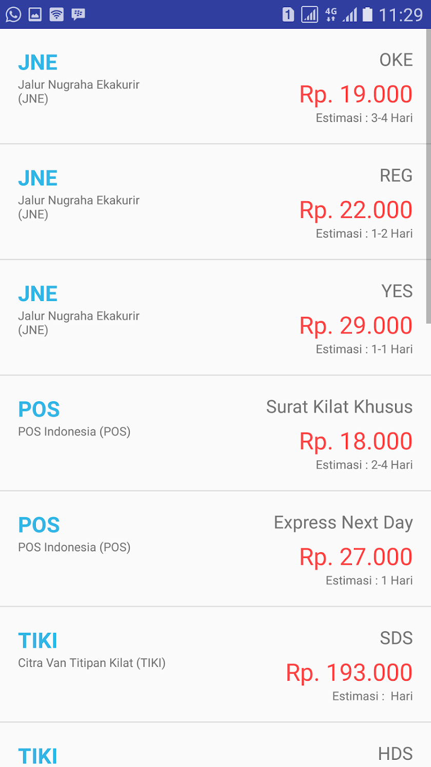 Ongkir and Tracking Screen 2