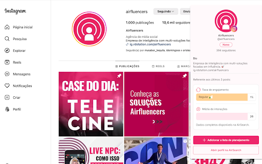 AirSearch - Análise instantânea de influenciadores