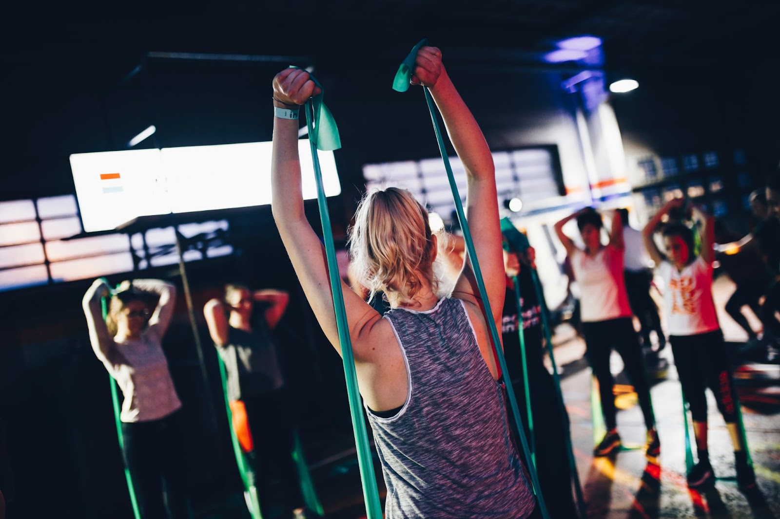 Woman doing exercises in a gym