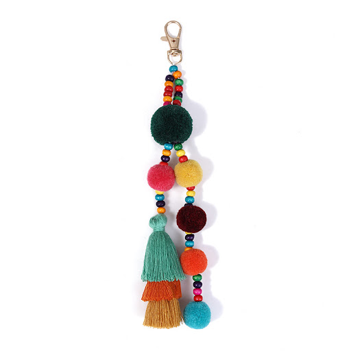 Title 5, Colorful Fur Ball Tassel Key Chain an eye-catch...