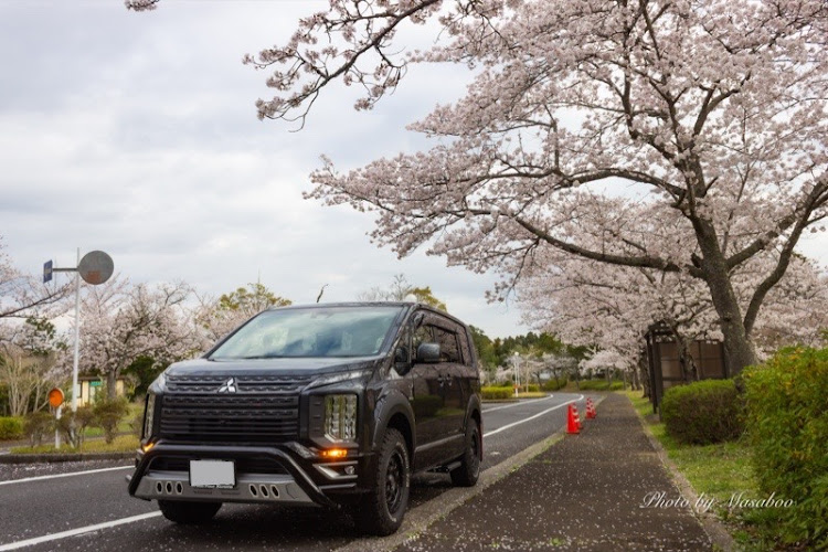 デリカD:5の春の風物詩と愛車・デリカ愛が止まらない・デリカにこだわる・サクラと愛車・4月もよろしくお願い致します🌸に関するカスタム事例の投稿画像1枚目