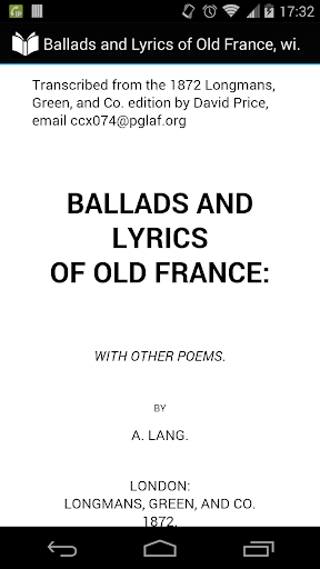 Ballad and Lyric of Old France