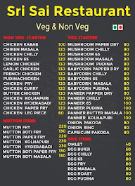 Sri Sai Restaurant menu 1