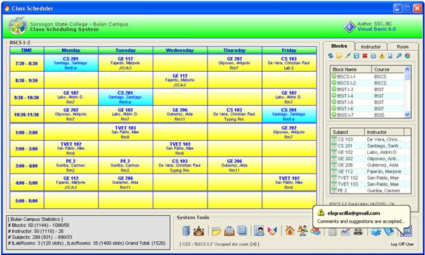 Class Scheduling System Class Scheduling System