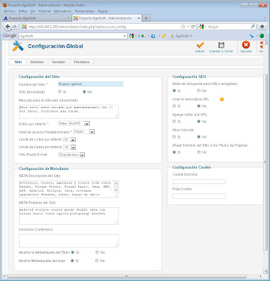 Administrar Joomla! 1.6.3, añadir artículos, noticias, usuarios, configuración global