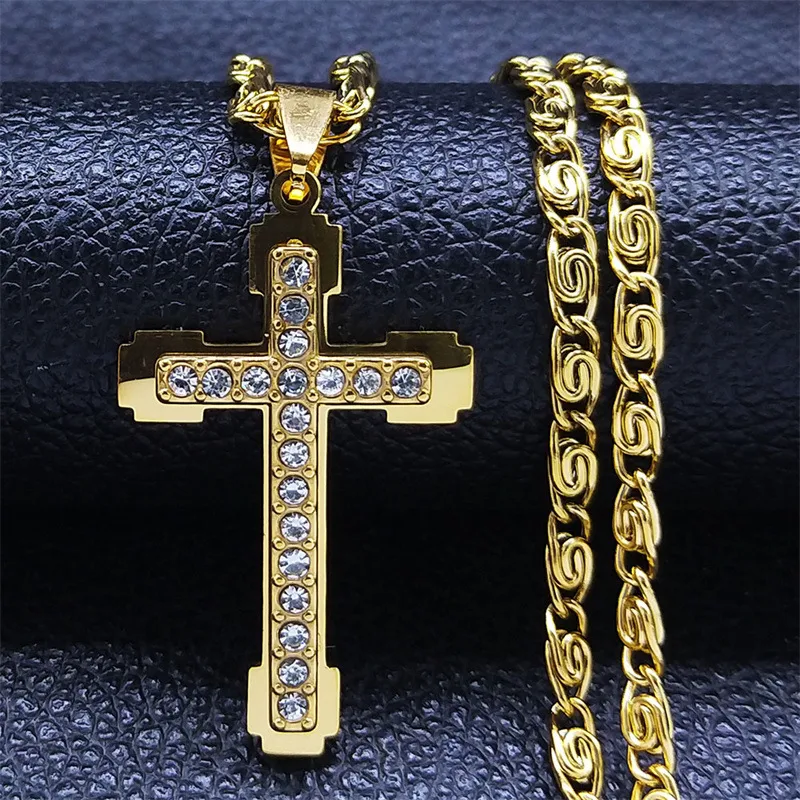 Collier Croix en Acier Inoxydable avec Diamants, Chaîne de Clavicule, Design Spécial, Bijou de Luxe