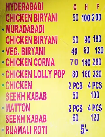 Al Zaika Muradabadi & Hyderabadi Chicken Biryani menu 