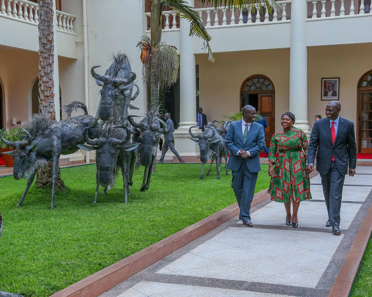 President William Ruto, his Deputy Rigathi Gachagua and Colombia's Vice President Francia Elena Márquez Mina in State House, Nairobi on May 16, 2023