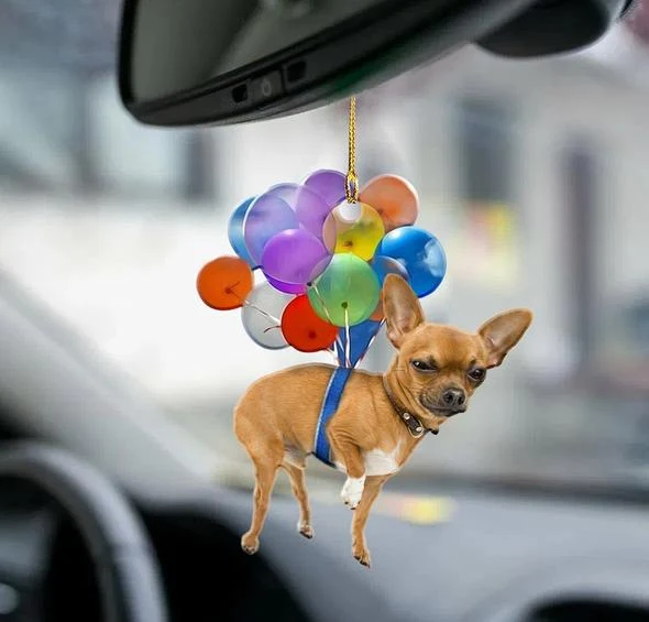 Ornamento Auto Appeso Cane Cartone Animato con Paracadute Palloncini Colorati Accessori e Decorazioni per la Casa – Divertimento Assicurato