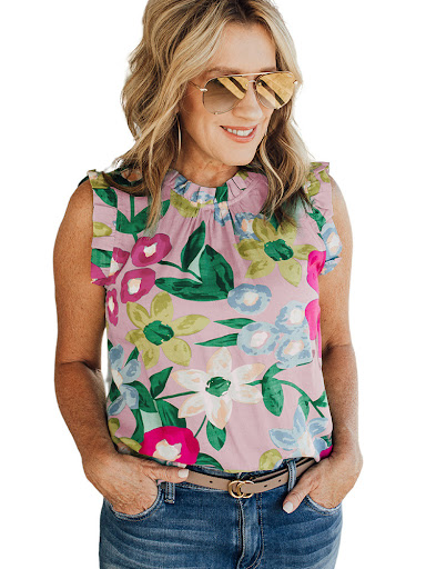 Title 5, Womens Ruffle Sleeve Round Neck Vest