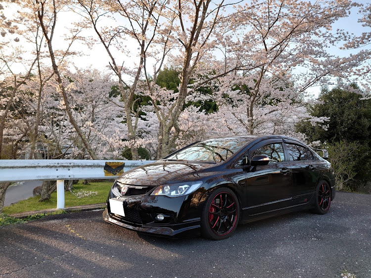 シビックの桜と愛車・岩倉峡公園・#桜・シビック・コロナウイルスに負けるなに関するカスタム事例の投稿画像1枚目