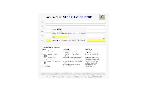 Mouseless Stack-Calculator Ext