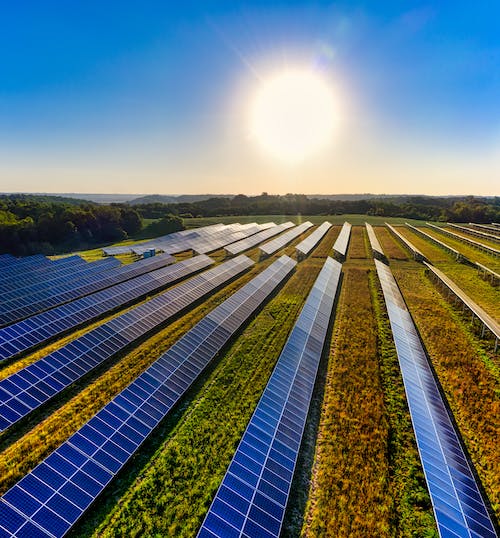 Free Solar Farm at Sunny Day Stock Photo