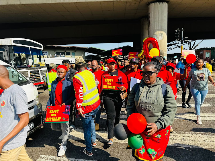 EFF supporters tooks to the streets in Durban on Wednesday ahead of the party's 10th birthday celebrations.