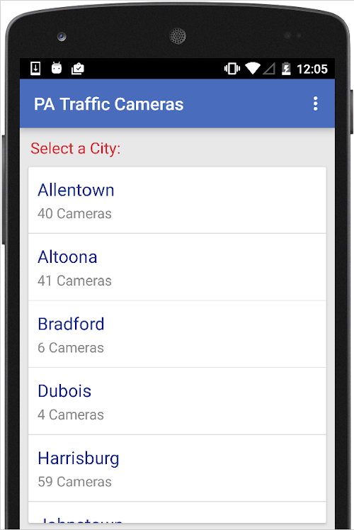 Android application Pennsylvania Traffic Cameras screenshort