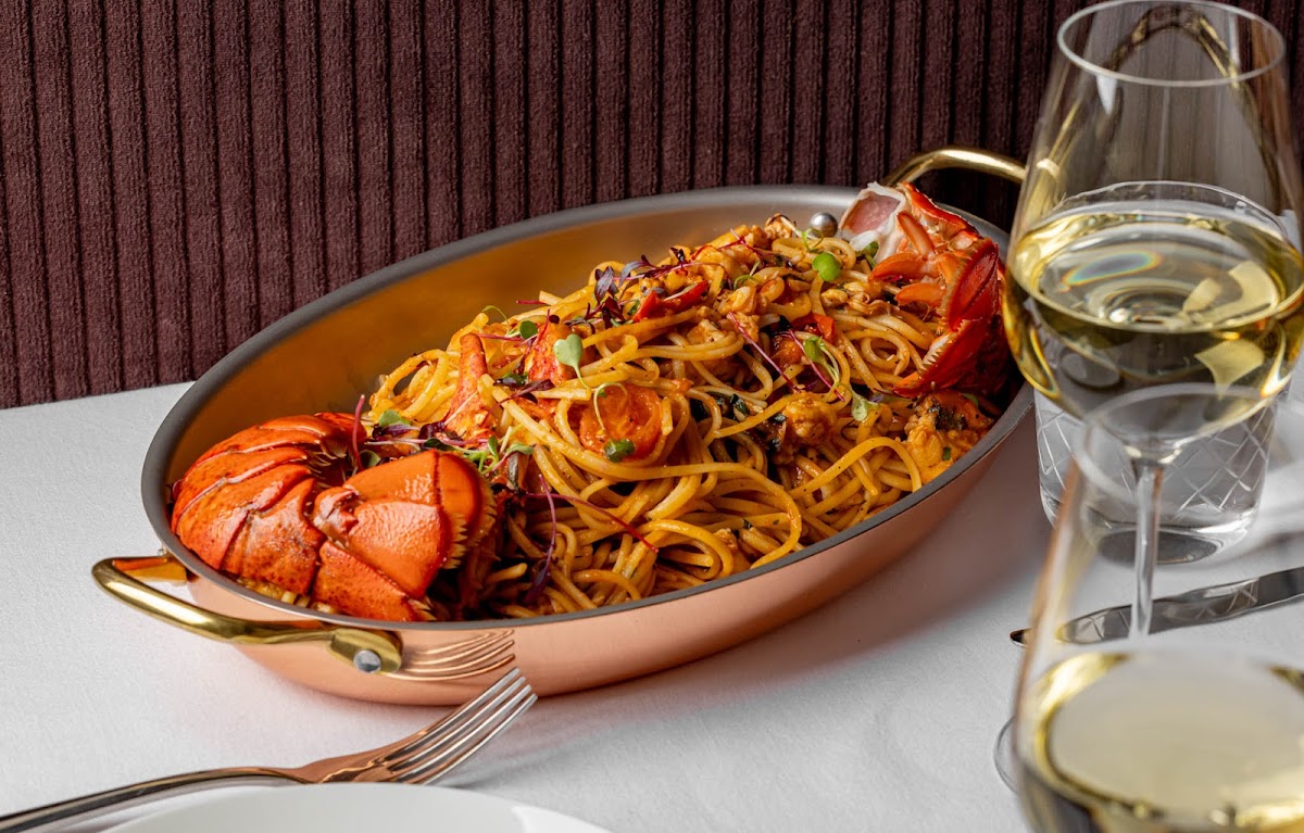 One of our signature dishes, Linguine all' Aragosta made with gluten-free pasta.