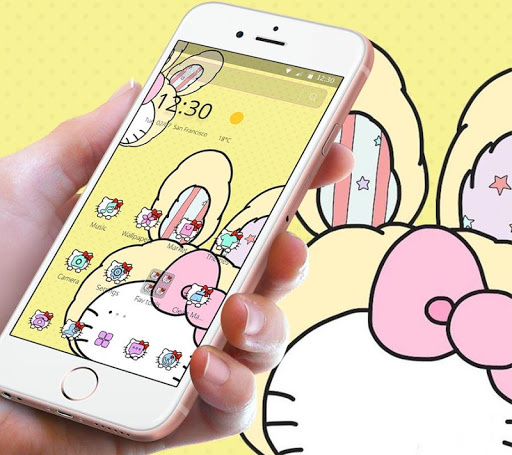 Yellow Cute Kitty Bunny Hat Theme