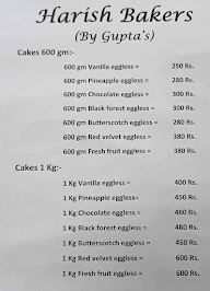 Harish Bakers menu 1