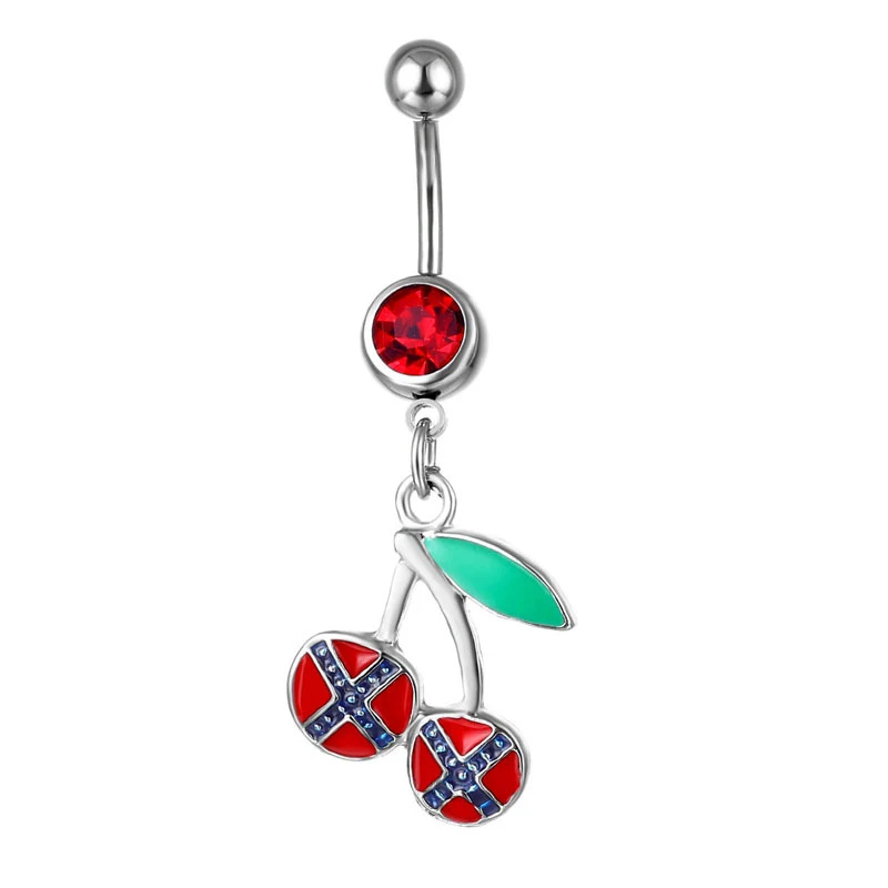 Anneau de nombril pendentif fruit cerise Bijoux piercing Design cerise fraîche et estivale Accessoire corporel pour un style unique et fruité