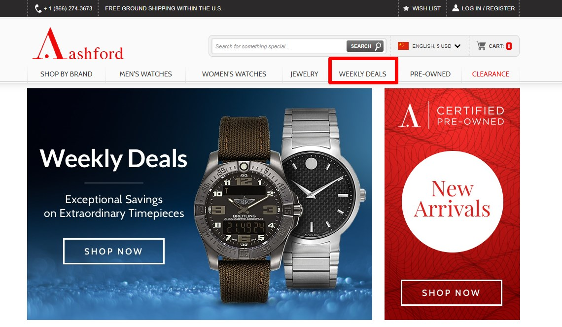 Ashford.com - Trang chuyên đồng hồ thương hiệu nổi tiếng tại Mỹ
