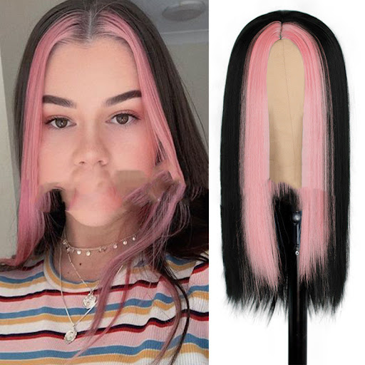 Title 3, Fashion Long Black Straight Hair Wig with Green...