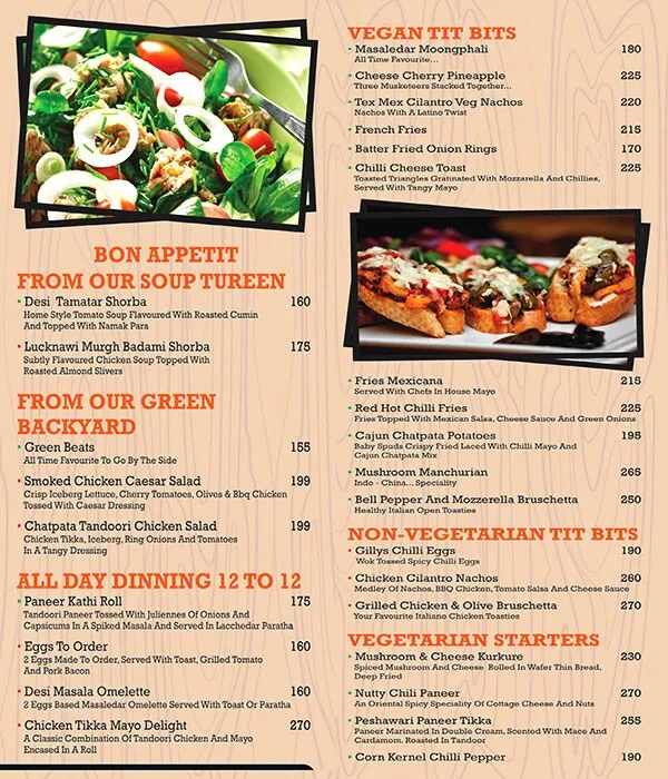 Gilly's Restobar menu 