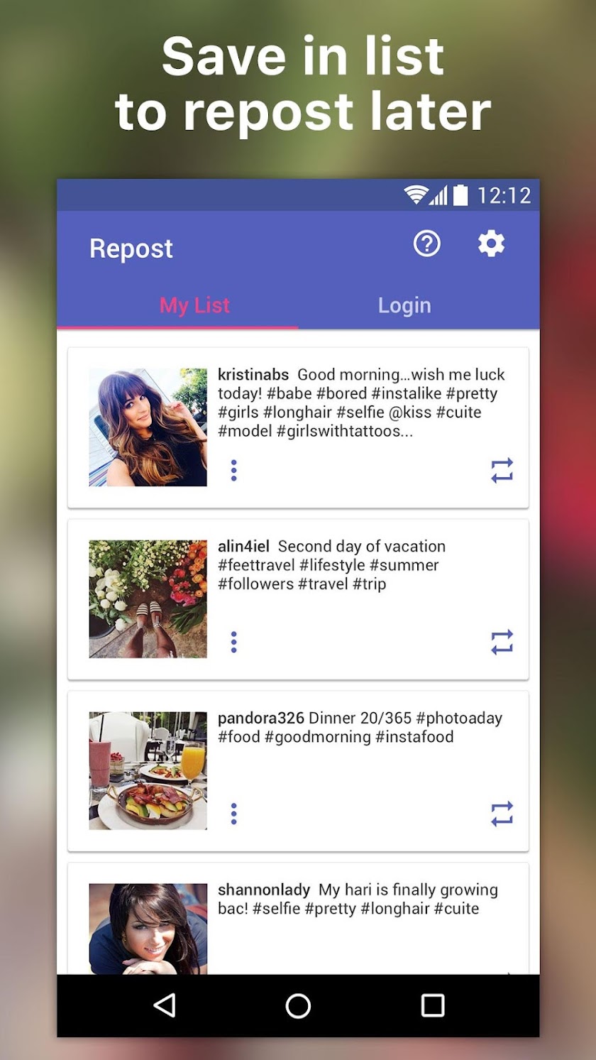 Repost for Instagram Screen 2