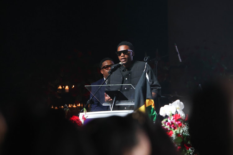 South African rapper Yanga Chief, seen here at the Sandton Convention Centre during the memorial service for Kiernan 'AKA' Forbes.