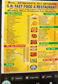 GN Fast Food And Restaurant menu 1