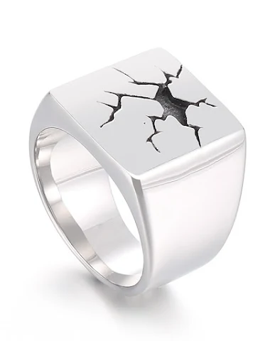 Men's Minimalism Ring Black Crack R - 0