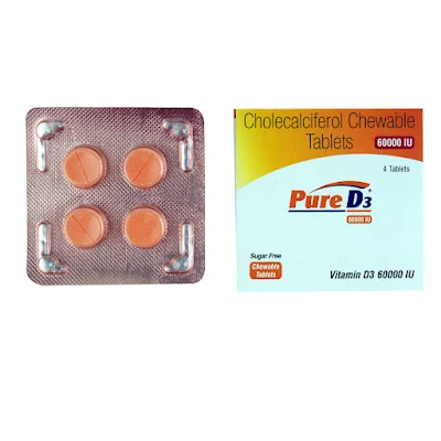 Pure D3 60000IU Sugar Free Chewable Tablet 4's