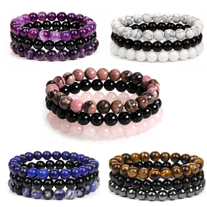 Conjunto combinado de pulseira de yoga fashion com miçangas, ideal para yoga e meditação, um acessório estiloso e relaxante que te beneficiará.