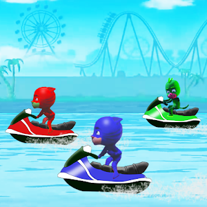 pj jetski masks racers logo