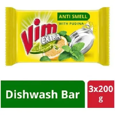 Vim Extra Anti Smell Pudina Dishwash Bar - 200 gm