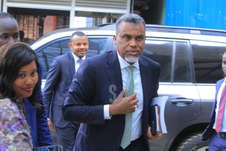 National Intelligence Service Director General nominee Noordin Haji arrives at Parliament during vetting on May 30, 2023.