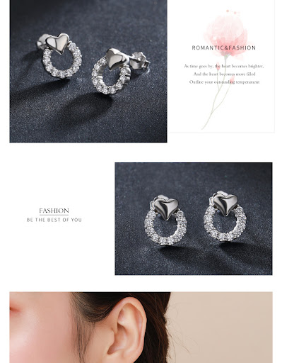 Title 2, Modian Heart Earrings For Women 925 Sterling Si...