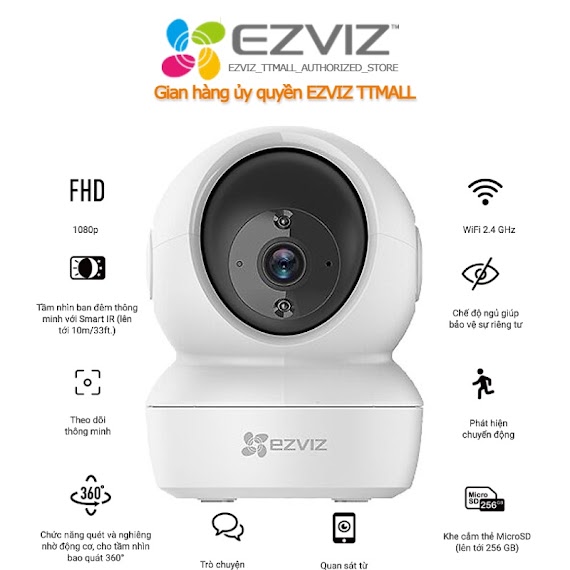 [Mã Bmlt50 Giảm Đến 50K] Camera Ip Wifi Ezviz C6N 4M Quad Hd ( 2K ) Và Full Hd 1080P 2M - Hàng Chính Hãng Bảo Hành 2 Năm