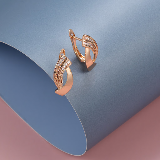 Title 1, Rose Gold Zircon Geometric Earrings for women, ...