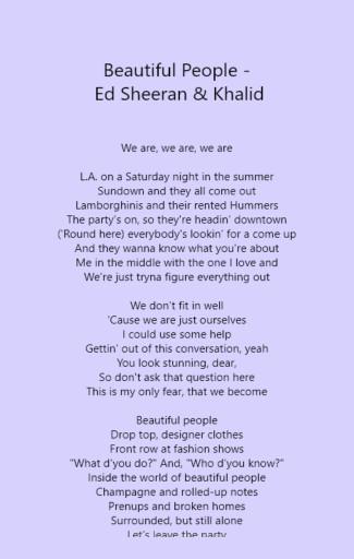 Beautiful People - Ed Sheeran  Khalid Lyrics