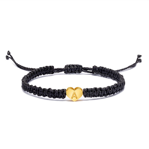 Title 19, Hand Woven Golden Love Bracelet with 26 Initial...