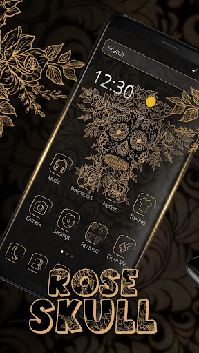 Black Rose Skeleton Skull