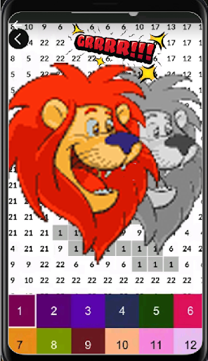 Lion Pixel Art-Animal Coloring By Number