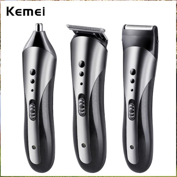 [ Hot Sale ] Combo 3 Trong 1 Tông Đơ Cắt Tóc Kemei Km 1407 - Kèm Máy Cạo Râu Máy Tỉa Lông Mũi