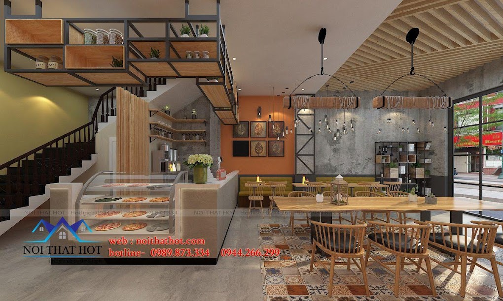 thiết kế quán pizza trà sữa 3