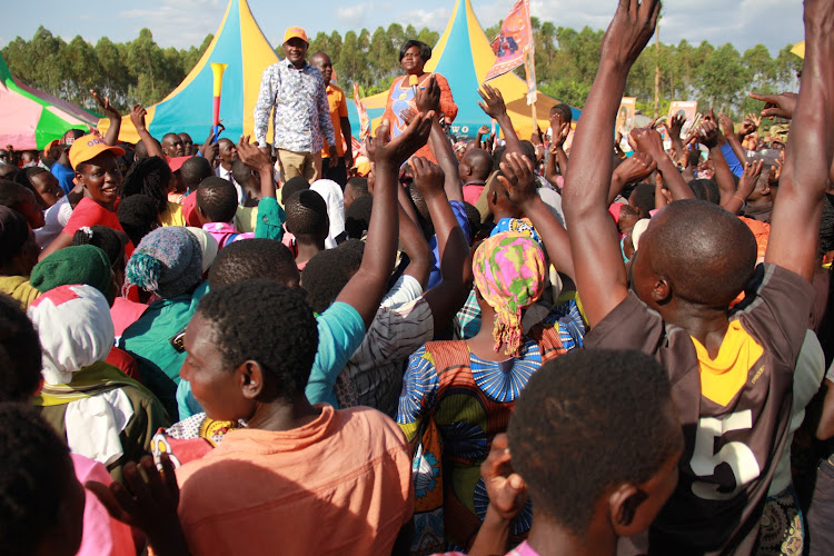 Suba South MP John Mbadi and Homa Bay woman representative Gladys Wanga in Ndhiwa constituency on July15,2022